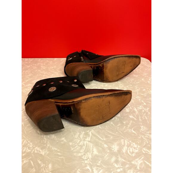 Reba by Justin Black Leather Ankle Boots, Women's Size 8.5B/EUR 39 - Picture 6 of 7